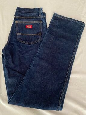Vintage Dickies Dark Wash Denim Jeans – Classic Straight Leg Workwear Utility